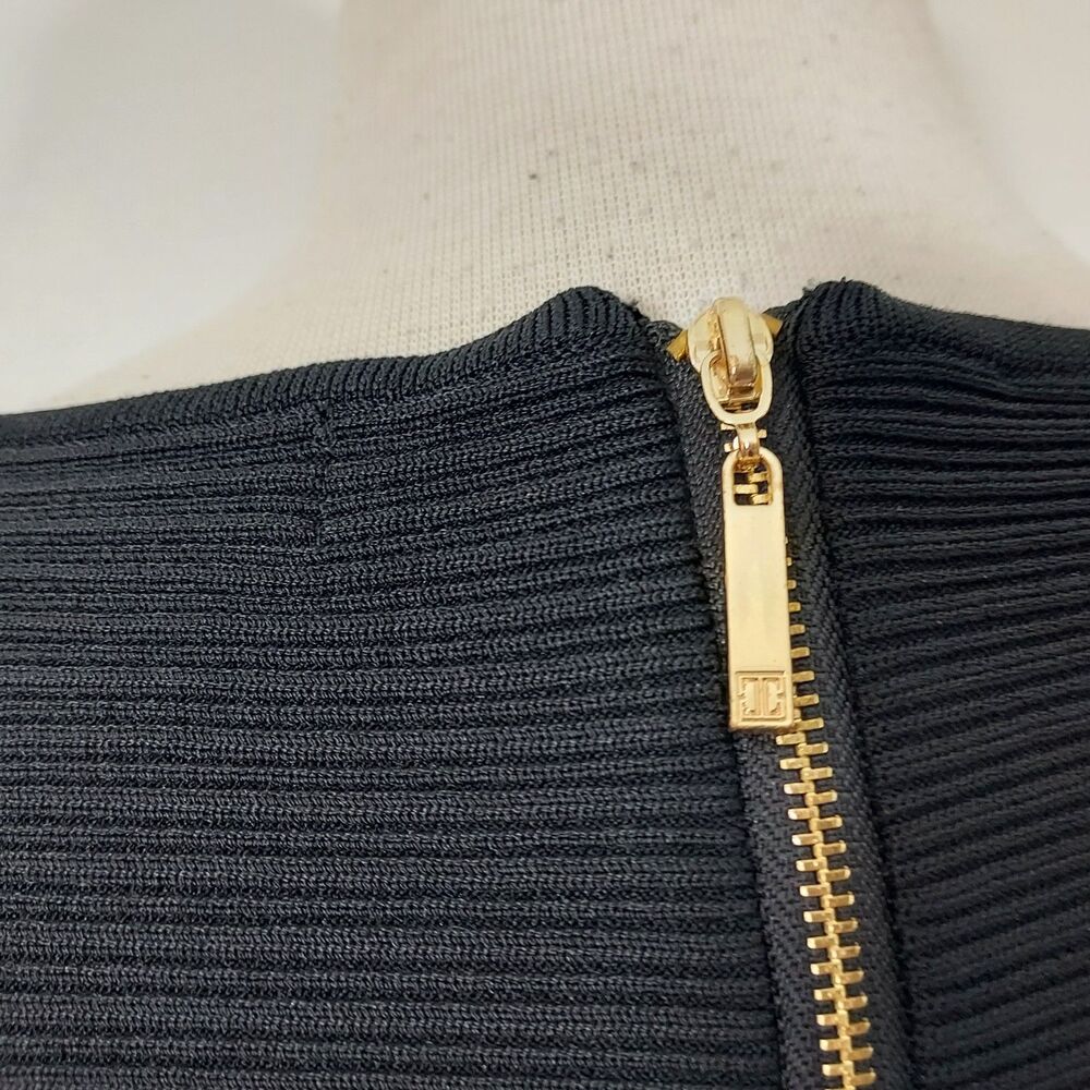 Ivanka Trump Solid Black Ribbed Textured Shirt Top size XL Minimalist Stretch - Picture 6 of 13